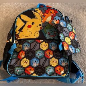 Pokemon School 5-Piece Set - Backpack Utility Case Supply Case Carabiner Lanyard